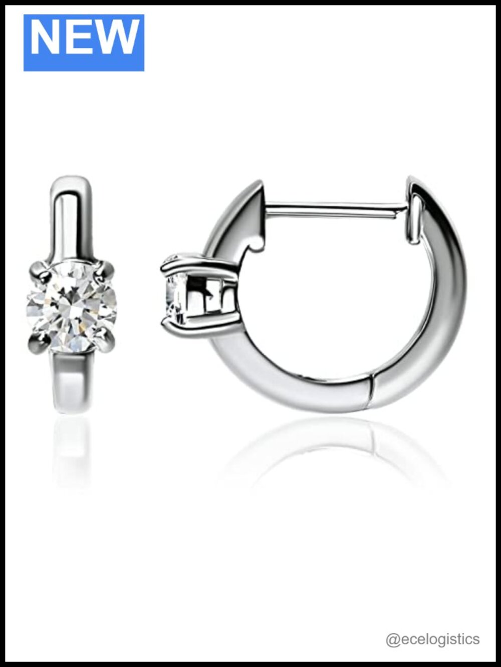 Sterling Silver Lab Grown Diamond Huggie Hoop Earrings